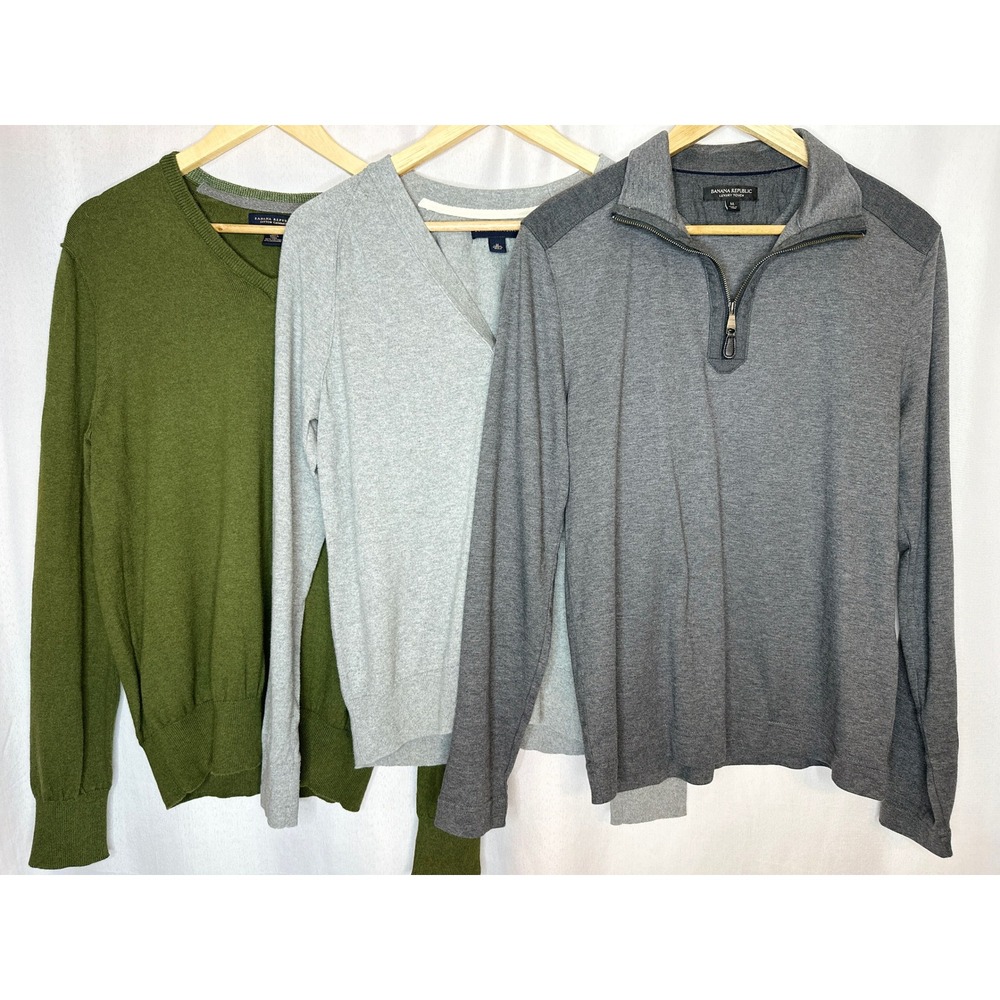 Banana Republic Lot of 3 Sweaters MEDIUM Preppy School Office Classic Grampa